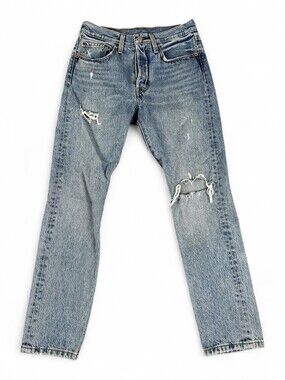 Levis 501 Skinny Light Wash Distressed Ankle‎ Jeans Womens 26x28 29502-0034